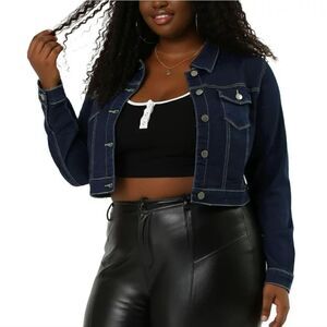 Trendy Amethyst Jeans Blue Denim Cropped jacket